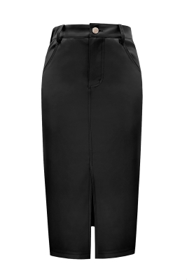 Юбка "Адреа" черная, миди, эко - кожа