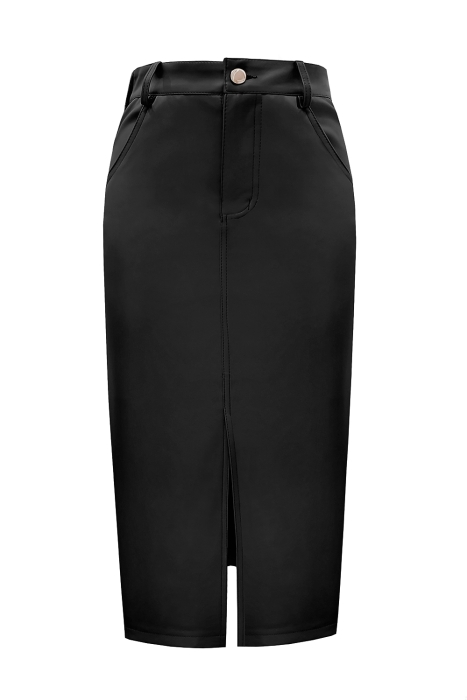 Юбка "Адреа" черная, миди, эко - кожа