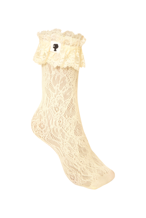 Носки - гольфы "Ажур" молочно-ванильные,, капрон