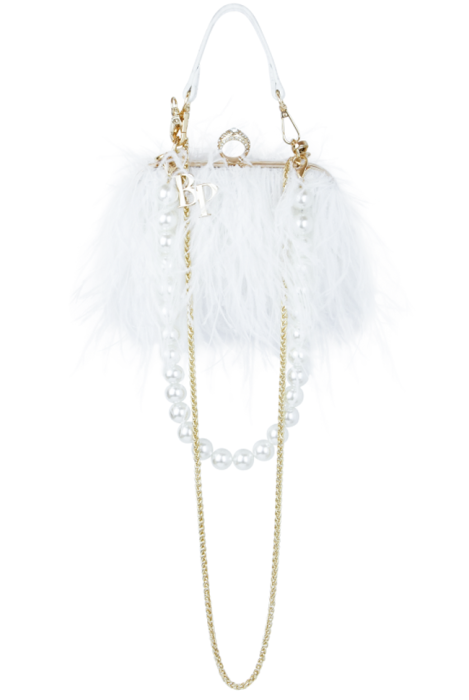 Сумка - клатч "Перья" белый (перья страуса)