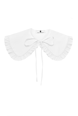 Воротник белый, со сборками, накладной на завязках