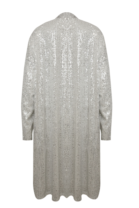 Кардиган - кимоно - накидка "Антель" белый, серебристые пайетки