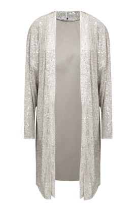 Кардиган - кимоно - накидка "Антель" белый, серебристые пайетки