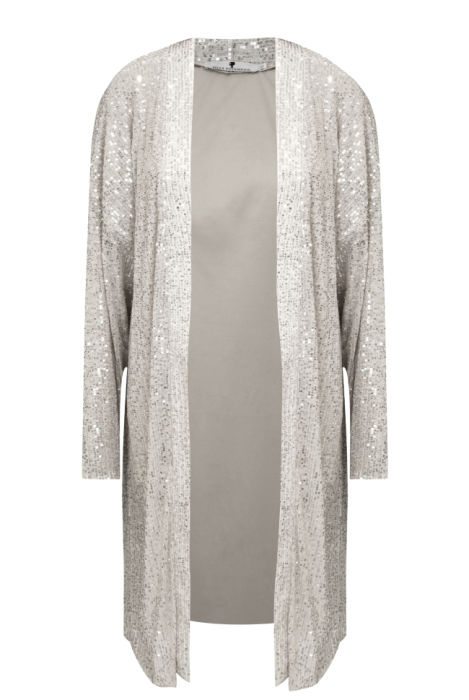 Кардиган - кимоно - накидка "Антель" белый, серебристые пайетки