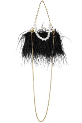 Сумка - клатч "Перья" черный (перья страуса)