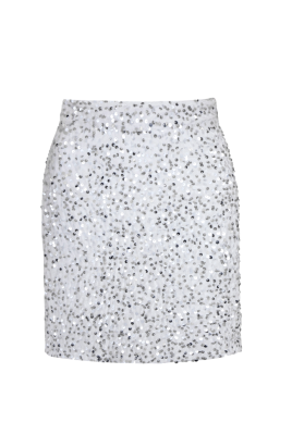 Юбка "Силия" белая, бархат, серебристые пайетки, мини (40 см)