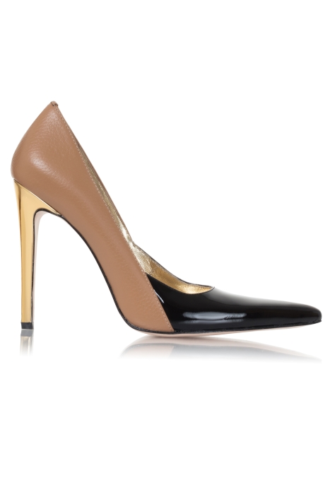 Туфли "Эффи" лак черный/кожа нюд