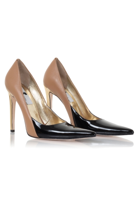 Туфли "Эффи" лак черный/кожа нюд