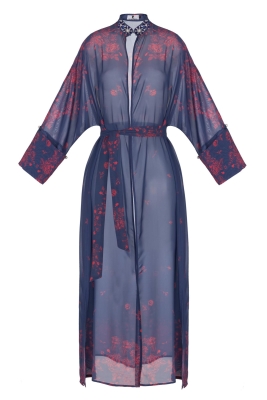 Кимоно "Дзен" синий, красный принт