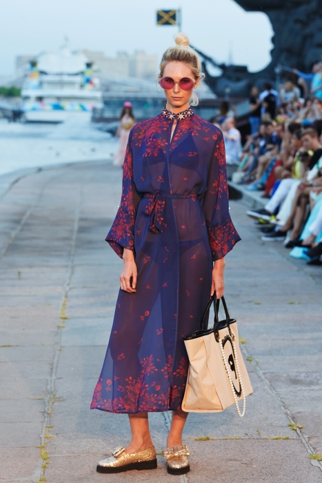 Кимоно "Дзен" синий, красный принт