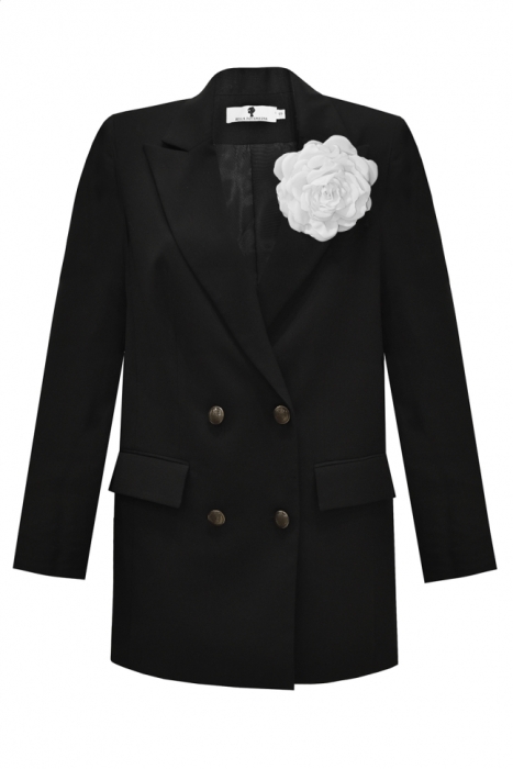 Пиджак - жакет "Велес" черный, с брошью 