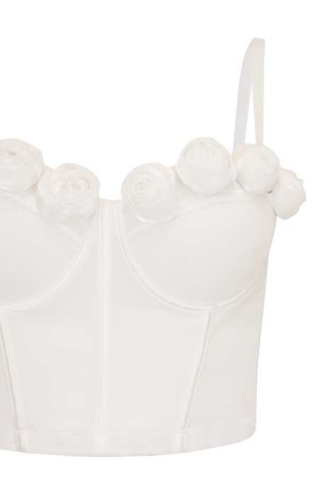 Топ - корсет Сетка,Объемные крупные цветы