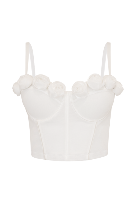 Топ - корсет Сетка,Объемные крупные цветы