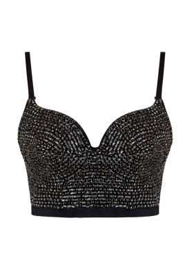 Топ - корсет "Жаннет" черный, с черными стразами