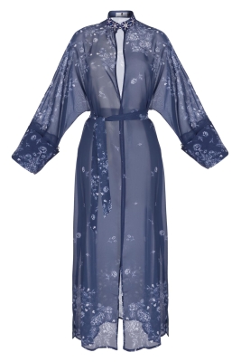 Кимоно "Дзен" синий, молочный принт