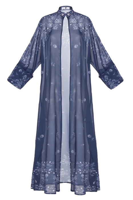 Кимоно "Дзен" синий, молочный принт