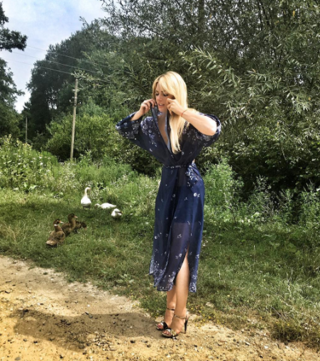 Кимоно "Дзен" синий, молочный принт