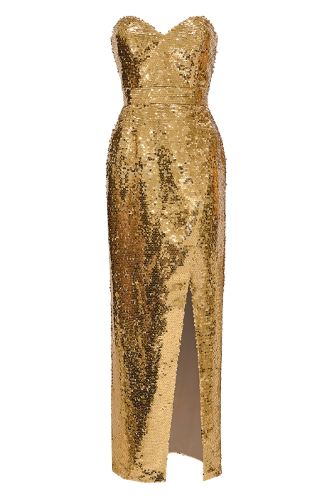 Платье "Ариэль" золотистое, пайетки, макси