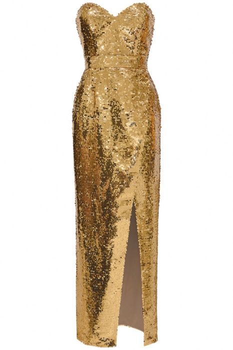 Платье "Ариэль" золотистое, пайетки, макси