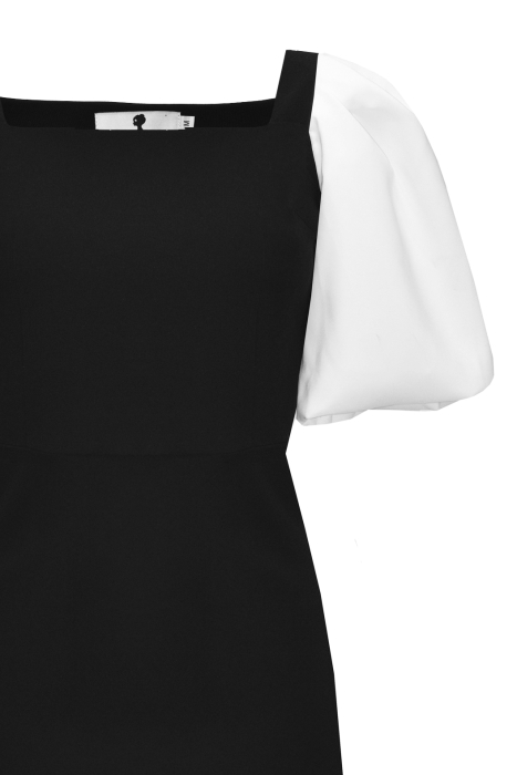 Платье "Ассанта" черное, миди с белыми рукавами 