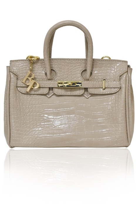 Сумка "Хеллен" светло-нюдовая, эко-кожа, имитация кожи крокодила, миди