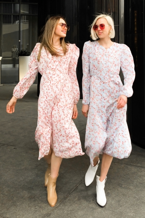 Платье - халат "Ирэн" голубое, цветочный принт