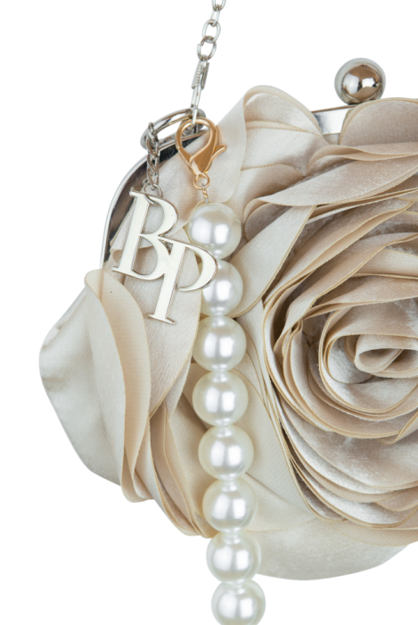 Сумка - ридикюль "Роза" бежевый, атлас (шелк)