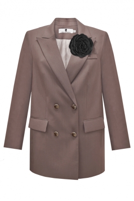 Пиджак - жакет "Велес" какао, с брошью
