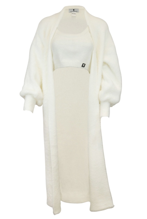 Комплект "Лари" молочный, пушистый, кардиган + топ