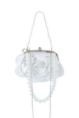 Сумка - ридикюль "Роза" белый, атлас (шелк)