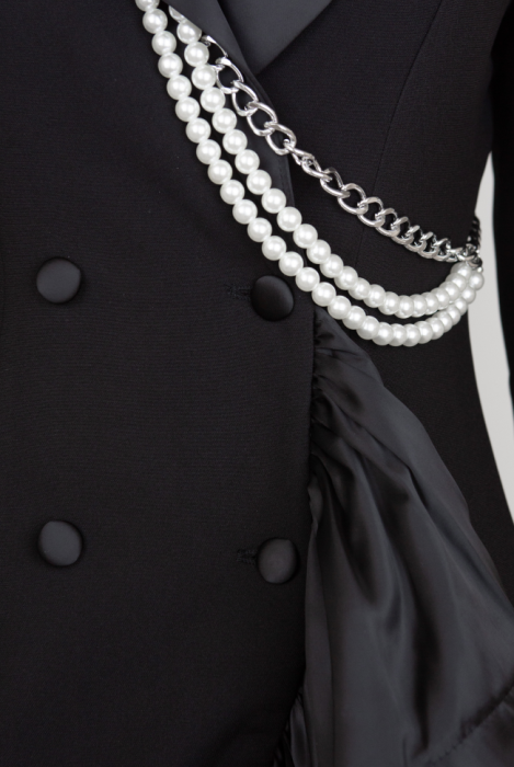 Платье-пиджак "Ксавье", мини, чёрное, с аласным валаном