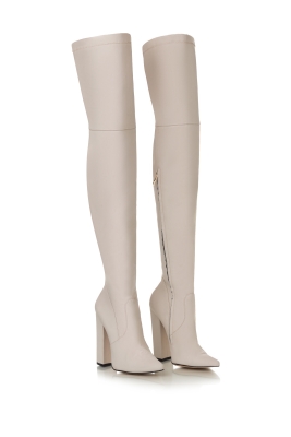 Ботфорты кожа молочные