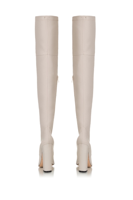 Ботфорты кожа молочные