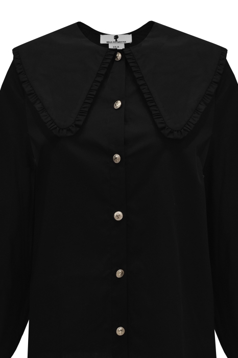 Блуза - рубашка "широкий острый воротник", черная