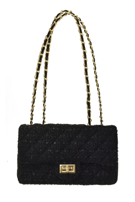Сумка черная, твид с люрексом
