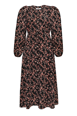 Платье - халат "Ирэн" черное, цветочный принт