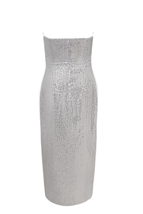 Платье "Рашель" белое, серебристые пайетки