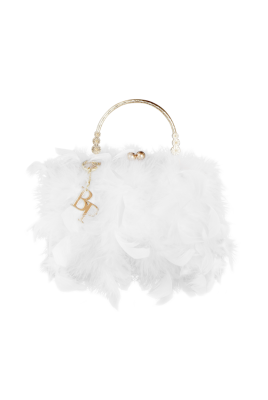 Сумка - ридикюль "Перья" белый