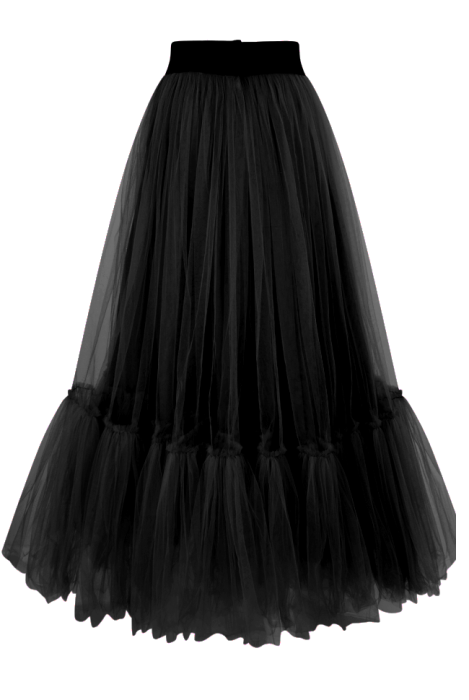 Юбка "Милен" черная, с воланом, фатин, макси
