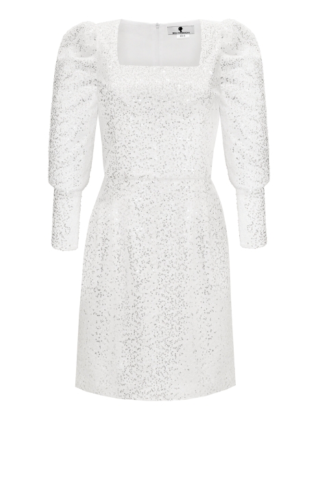 Платье "Джинет" белое, со стразами и бисером, мини