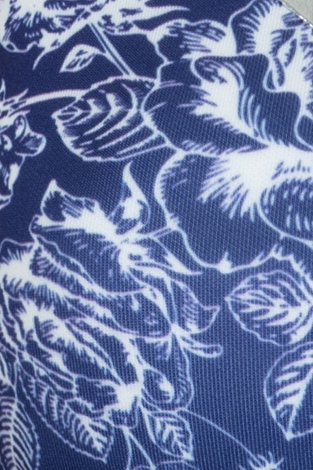 Топ "Фит" синий, молочный принт с серебром