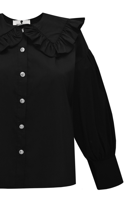 Блуза - рубашка "c широким воротником", черная
