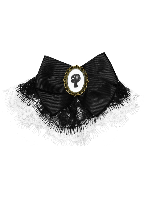 Брошь "ЛОГО" черная, с кружевом