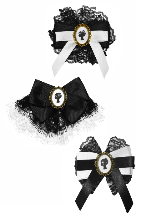 Брошь "ЛОГО" черная, с кружевом