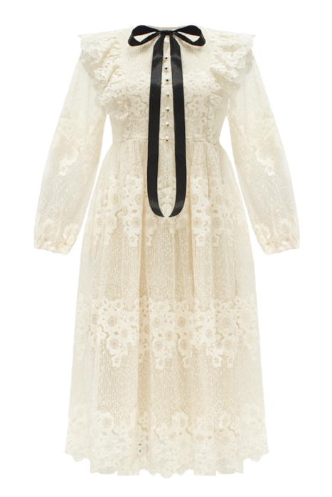 Платье "Адриэль" нюдовое, кружево, цветочный принт, миди