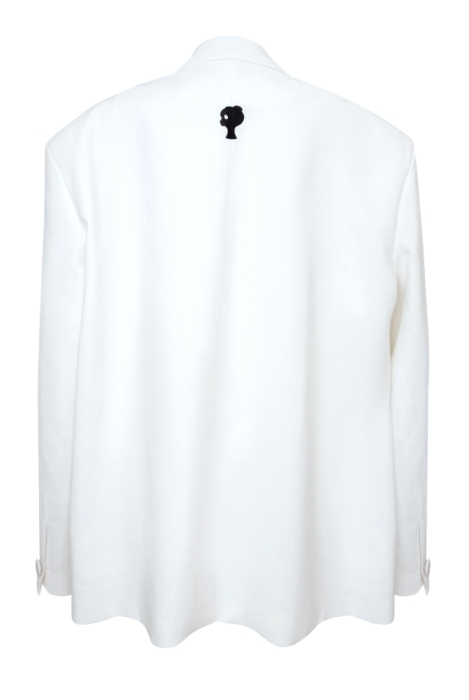 Пиджак - жакет "Адажио" белый + Брошь "ЛОГО" со стразами