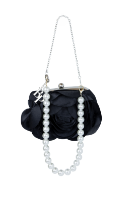 Сумка - ридикюль "Роза" черный, атлас (шелк)