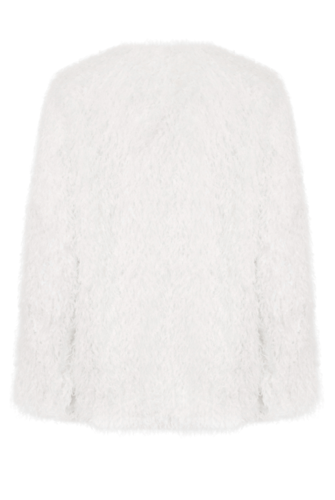 Кардиган - Перья Белый Пушистый , Укороченный