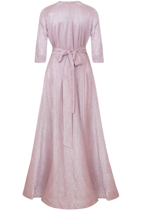 Платье "Жозе - Мадлен" пудровое, макси, люрекс, на запах, розовое