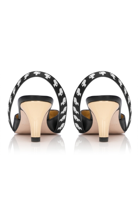 Сабо "SS-18" кожа черные с лого (5 см)